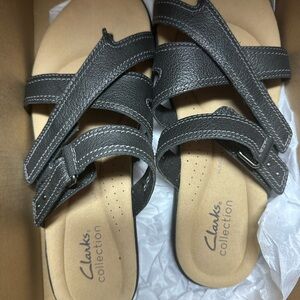 Clarks Collection Charcoal Leather Sandals